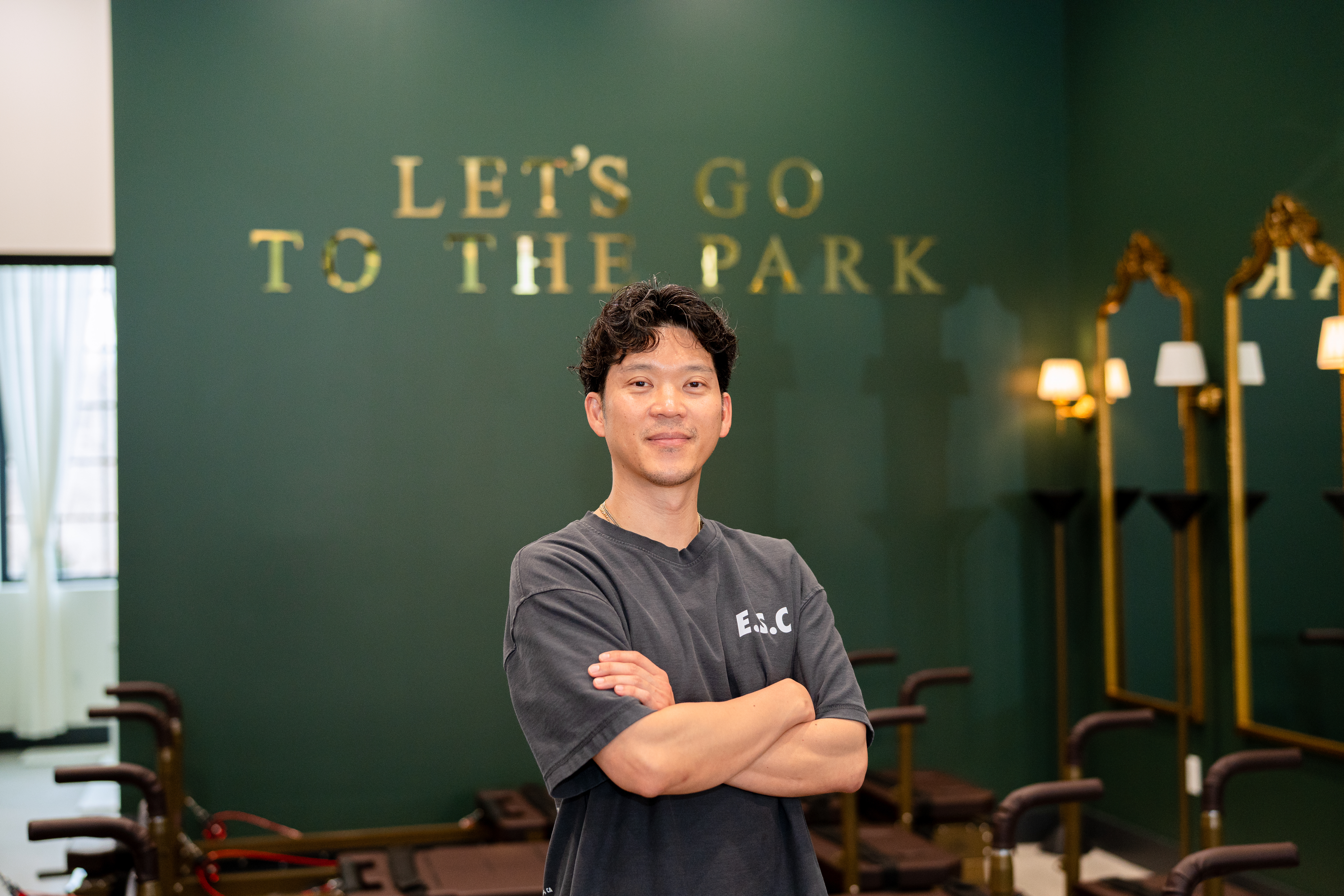 Jonathan N., founder of Exercise Strength Core, in the reformer studio